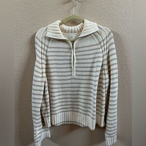 H&M zip top Beige and White Striped jumper